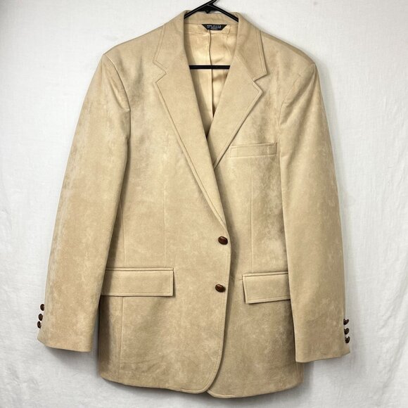 NEW Vintage Vegan Suede Blazer Suit Jacket Mens 42R 70s Academia Professor - Picture 1 of 16